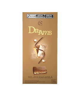 Tablete Dreams Choc ao Leite c/ Recheio Mil Folhas Avelã CS 130g